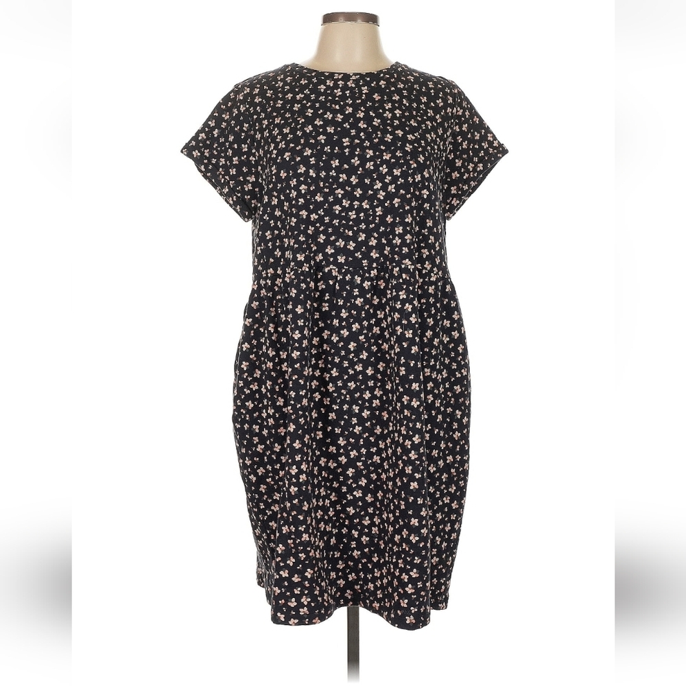 Ann Taylor Navy and Pink Floral Midi Dress